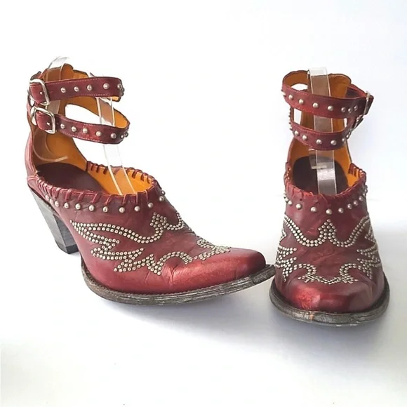 Old Gringo Evangelina Red Leather Cowboy /Western/Biker Boots mules 7 7.5 8 - Picture 5 of 11